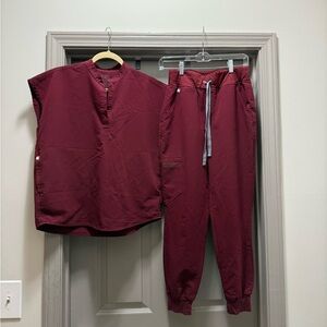 Figs Women's Maroon Scrub Set